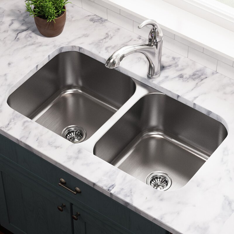 Stainless+Steel+33_+x+18_+Double+Basin+Undermount+Kitchen+Sink
